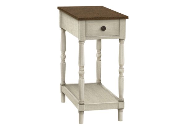 Accent End Table, 2 Tier, Storage Drawer, Traditional - White