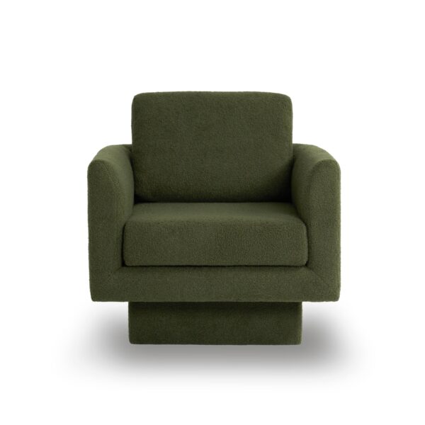 360° Modern Swivel Accent Chair Round Armchair, Thick Padded Single Lounge Sofa Upholstered Comfy - Green