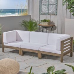 Oana - Modern 3 Piece Sofa Set With Water Resistant Cushions - White