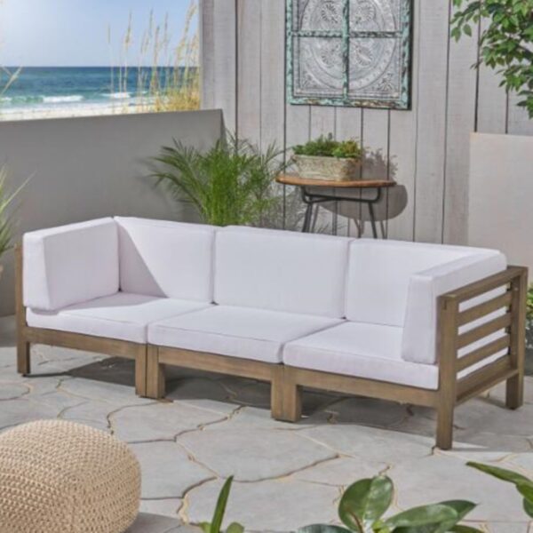 Oana - Modern 3 Piece Sofa Set With Water Resistant Cushions - White