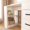 Modern Computer Desk With Built In Socket 3 Slide Drawers 4 Storage Levels - White - Image 7