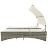 Patio Daybed Outdoor Daybed Sun Lounger With Shelter Roof With Adjustable Backrest, Storage Box And 2 Cup Holders For Patio, Balcony, Poolside - Cream - Image 22