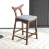 Hester - Solid Wood Upholstered Square Bar Chair (Set of 2) - Fabric - Gray - Image 2