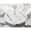 Fashion Modern Sintered Stone Dining Table With Multi Functional Retractable Design And 6 Chairs - Beige / White - Image 6
