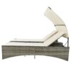 Patio Daybed Outdoor Daybed Sun Lounger With Shelter Roof With Adjustable Backrest, Storage Box And 2 Cup Holders For Patio, Balcony, Poolside - Cream - Image 25