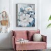 Large Rectangle Framed Wall Art Flower Canvas Print, Home Decor For Living Room Kitchen Foyer Office - Blue - Image 3