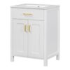 Bathroom Vanity Combo With Ceramic Sink, Luxurious Space-Saving Vanity, 2 Soft-Close Doors - Gold / White - Image 18