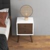 Caroline - Mid-Century Modern Style White Night Stand 2 Drawer - Dark Brown / White - Image 14