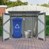Garbage Bin Shed Stores 2 Trash Cans Metal Outdoor Bin Shed For Garbage Storage, Stainless Galvanized Steel, Bin Shed For Garden Yard Lawn - Black - Image 4