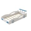 Twin Bed With Wheels For Teens Wooden Race Car Bed, Car Shaped Platform - White / Blue - Image 7