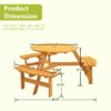 6 Person Circular Outdoor Wooden Picnic Table For Patio, Backyard, Garden, Diy With 3 Built-In Benches, 1720Lb Capacity - Natural - Image 2