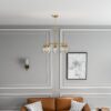 Elegance 5 Lights Linear Arms With Chain Chandelier - Clear / Gold - Image 8