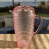 Diamond Cut Water Pitcher With Lid, Unbreakable Acrylic Juice Pitcher, 2.5 Quarts Capacity, Bpa Free - Pink - Image 2