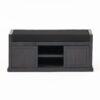 Wood Bench With 2 Open Shelves And Water Resistant Cushion - Dark Gray - Image 4
