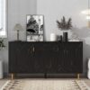Modern TV Stand With 3 Doors And Adjustable Shelves For Living Room, Fits TVs Up To 70" - Black - Image 6