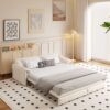 Queen Pull Out Sofa Bed, 3 In 1 Convertible Sleeper Sofa With Side Storage Multifunctional Velvet Loveseat Bed For Living Room - Beige - Image 3