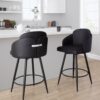 Dahlia - Contemporary Fixed Height Counter Stool With Round Footrest (Set of 2) - Black - Image 7