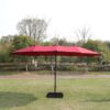 15 X 9 Ft Large Double Sided Rectangular Outdoor Twin Patio Market Umbrella With Light And Base - Red - Image 11