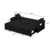 3 In 1 Convertible Sleeper Sofa Bed, Modern Fabric Loveseat Futon Sofa Couch Pullout Bed, Small Love Seat Lounge Sofa Reclining Backrest, Pillows, Pockets, Home Furniture For Living Room - Black - Image 11