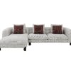 Mardi - Tweed Sectional Sofa With 3 Pillows - Maroon / Beige - Image 2