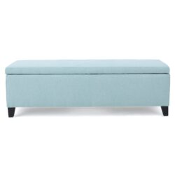 Contemporary Storage Ottoman With Extra Seating Functionality - Light Blue