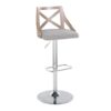 Charlotte - Farmhouse Adjustable Height Barstool With Swivel Rounded Rectangle Footrest (Set of 2) - Chrome / Light Gray - Image 2