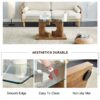 Modern Rectangular Coffee Table With Tempered Glass Top - Natural Wood - Image 7