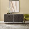 Mid-Century Modern Faux Bookmatch Door Buffet - Ash Brown / Solid White - Image 5