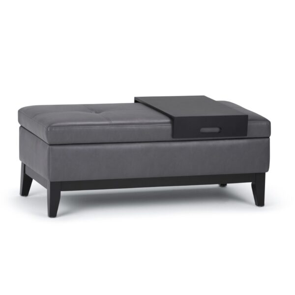 Oregon - Storage Ottoman Bench With Tray - Stone Gray
