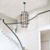 8 Light Metal Lantern Tiered Pendant Hanging Light Fixtures, Industrial Farmhouse Adjustable Height Chandeliers For Dining Room Hallway Foyer Entryway (E12 Bulbs Not Included) - Matte Black / Gold - Image 3