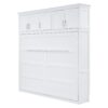 Full Size Space Saving Murphy Wall Bed With Top Cabinets, Flexible Slats - White - Image 14