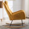 35.5" Rocking Chair With Pocket, Soft Teddy Fabric Rocking Chair For Nursery, Comfy Wingback Glider Rocker With Safe Solid Wood Base For Living Room Bedroom Balcony - Turmeric - Image 16