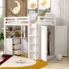 Twin Size Loft Bed With Drawers, Desk, And Wardrobe - White - Image 15