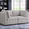 Kristin - Linen Fabric Loveseat - Light Gray - Image 4