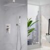 Luxury 12" Ceiling Mount Rainfall Shower System With Brass And Stainless Steel - Brushed Nickel - Image 2