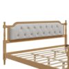 King Size Traditional Style Solid Bed Frame With Upholstered Tufted Headboard, No Box Spring Needed - Walnut - Image 6