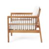 Club Chair With Slat Panel Design - Teak / Beige - Image 7