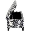 Luxury Storage Ottoman With Floral Patterned Fabric, Soft Close Hinges, Multi Functional Footrest & Seat - Black Floral / White - Image 14