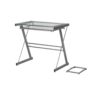 Modern Metal And Glass Computer Desk With Keyboard Tray - Silver - Image 3
