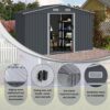 Large Metal Outdoor Storage Shed 8 0 Ft With Sliding Doors And Air Vent Steel Construction - Gray - Image 4