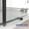 Frameless Shower Door, Double Sliding Shower Door, Clear Tempered Glass Shower Enclosure With Square Rail, Double Side Easy Clean Coat, Finished With Buffer - Matte Black - Image 8