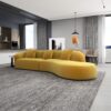 Elijah - Japandi Style Curvy Sectional Sofa - Yellow - Image 9