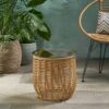 Arias - Boho Side Table With Tempered Glass Top - Light Brown - Image 2