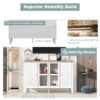 Retro TV Stand For TVs Up To 43", Entertainment Center Media Console Cabinet With 3 Spacious Cabinets, Glass Cabinet Doors And Anti-Tip Device For Living Room - White - Image 8