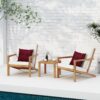 3 Piece Outdoor Chat Set With Table And 2 Adirondack Chairs - White / Brown Patina - Image 10
