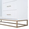 Queen Murphy Bed With Frosted Glass Doors Design, Fake Drawers, Metal Legs - White - Image 8