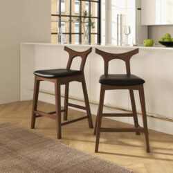 Hester - Upholstered Square Bar Chair (Set of 2) - Black / Brown