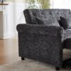 3 In 1 Loveseat Sofa Bed Chenille Fabric Pull Out Couch Sleeper Full Back Frame, Seat Frame, Armrests & 2 Pillows - Dark Gray - Image 11