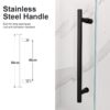 Frameless Single Sliding Shower Door Clear Tempered Glass - Matte Black - Image 9
