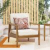 Birdsong - Outdoor Club Chair With Slat Back And Seat Cushion - Beige - Image 2